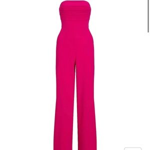 STRAPLESS PLEATED WIDE LEG JUMPSUIT